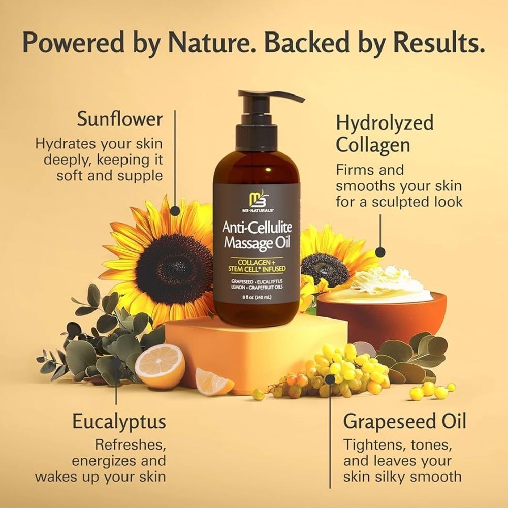 M3 Naturals Anti-Cellulite Massage Oil 🌺 NEW 🌺 8 fl oz - Picture 4 of 7